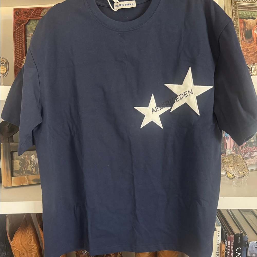 Aelfric Eden Navy Star Short Sleeve Shirt NWT SZ L
